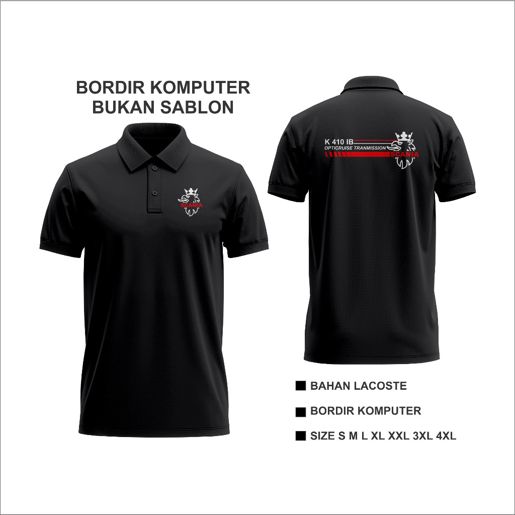 KEMEJA Embroidered Polo Shirts Embroidered Scania Bus Shirts ...