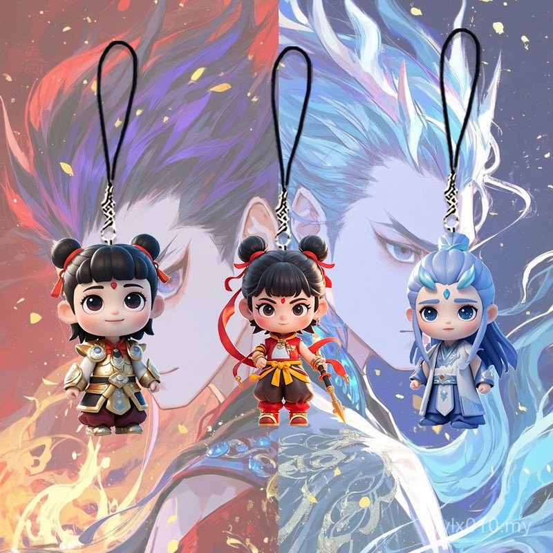 哪吒2魔童闹海 藕饼CP 手机链挂件 卡通动漫 高颜值 哪吒敖丙书包挂饰 2.10Nezha 2: Magical Child Roaming ...