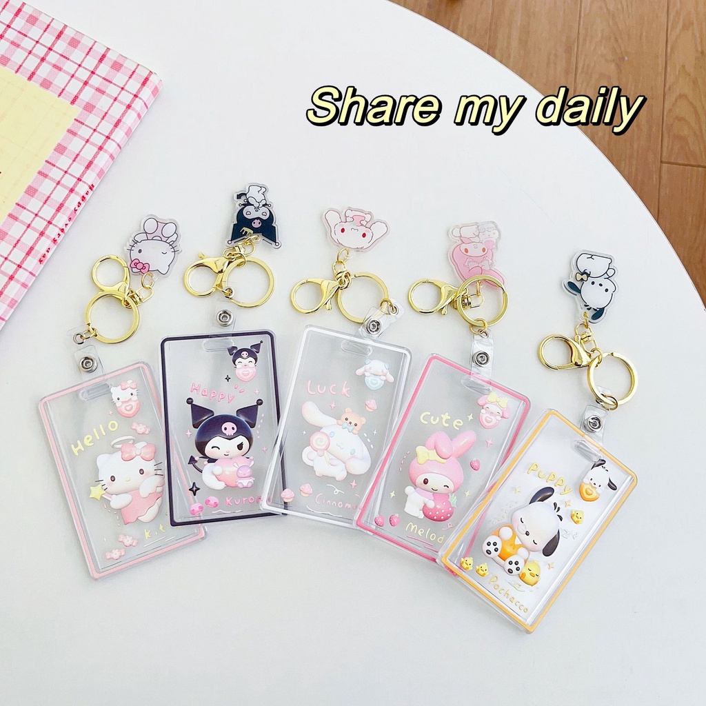 3d Sanrio Card Holder Transparent Acrylic Card Case Slide Cover With 