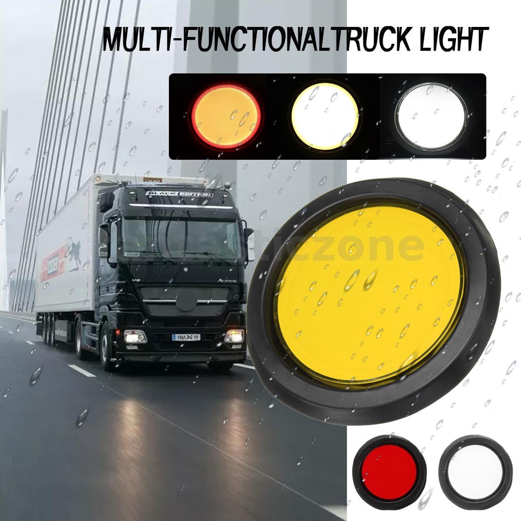 24V Car Round LED Rear Tail Light Warning Lights Break Light Waterproof