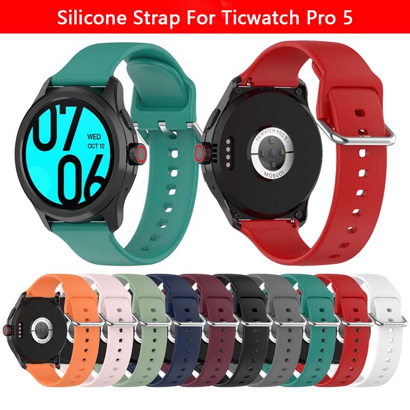 24mm Plain Silicone Strap For Mobvoi TicWatch Pro 5 Smart Watch Matte Belt Silver Buckle Band Quick Release Bracelet Wristband Shopee Malaysia