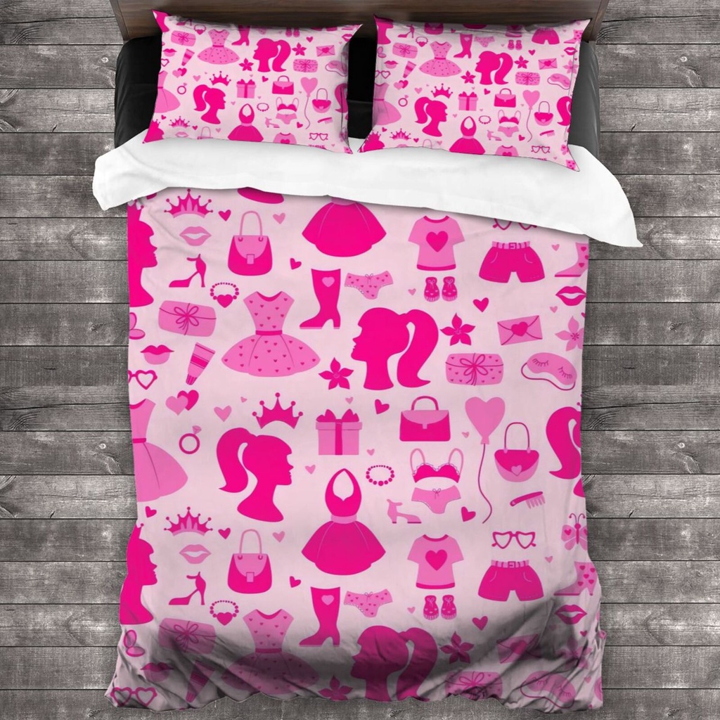 3IN1 Barbie 1 Set Quilt Set Soft and Breathable 2 pillowcases High