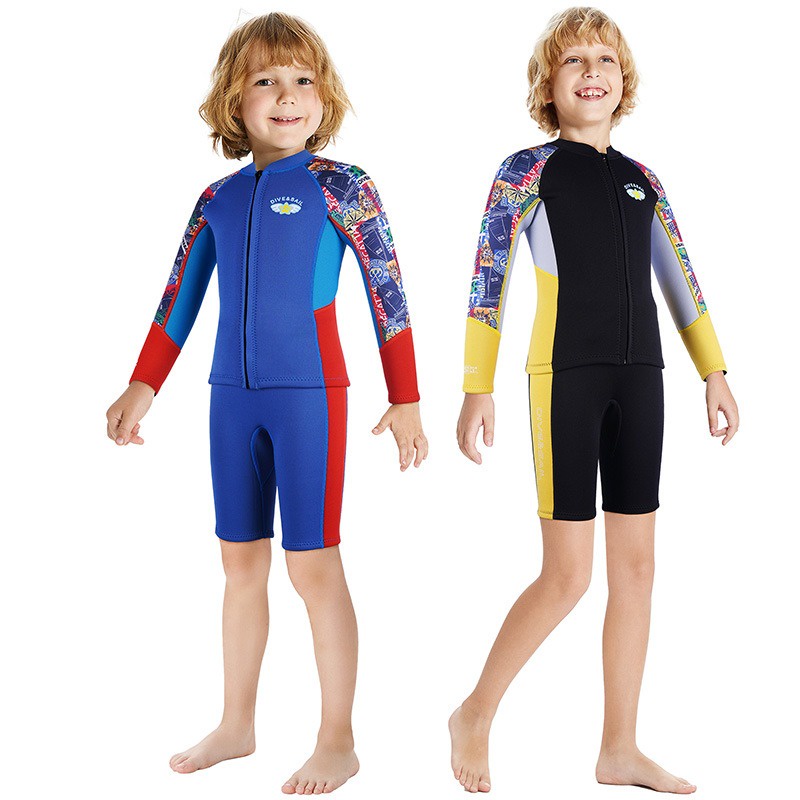 2.5mm Thermal Swimming Suits For Kids Long Sleev Surfing Full Wetsuit