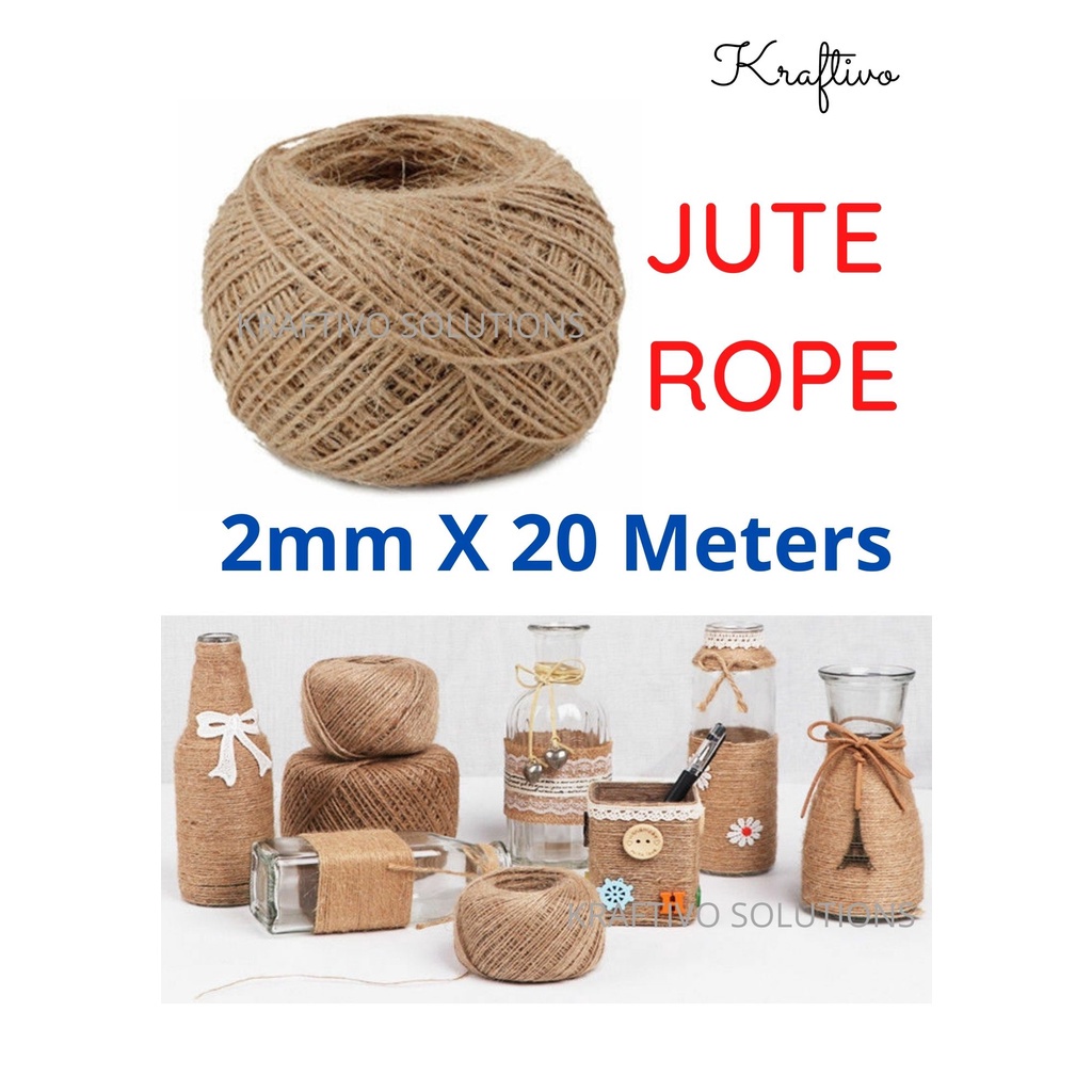 [ JUTE ROPE ] 20m KDB Natural Jute Hemp Linen Rope Twine String Cord ...