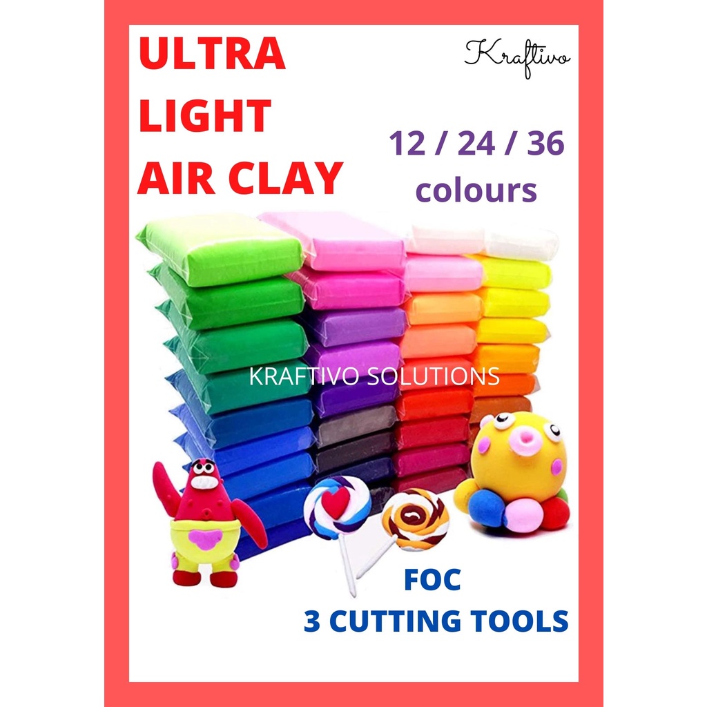 ULTRA LIGHT AIR DRY CLAY 12 / 24 / 36 COLOURS 10g NON TOXIC