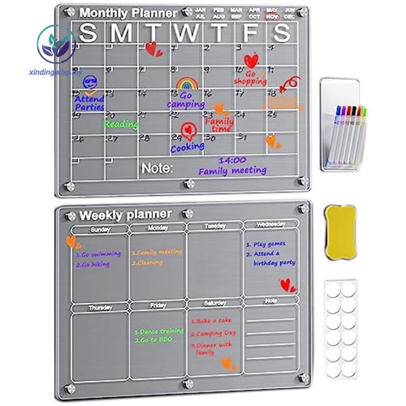 Calendar for Fridge Reusable Monthly & Weekly Planner Acrylic