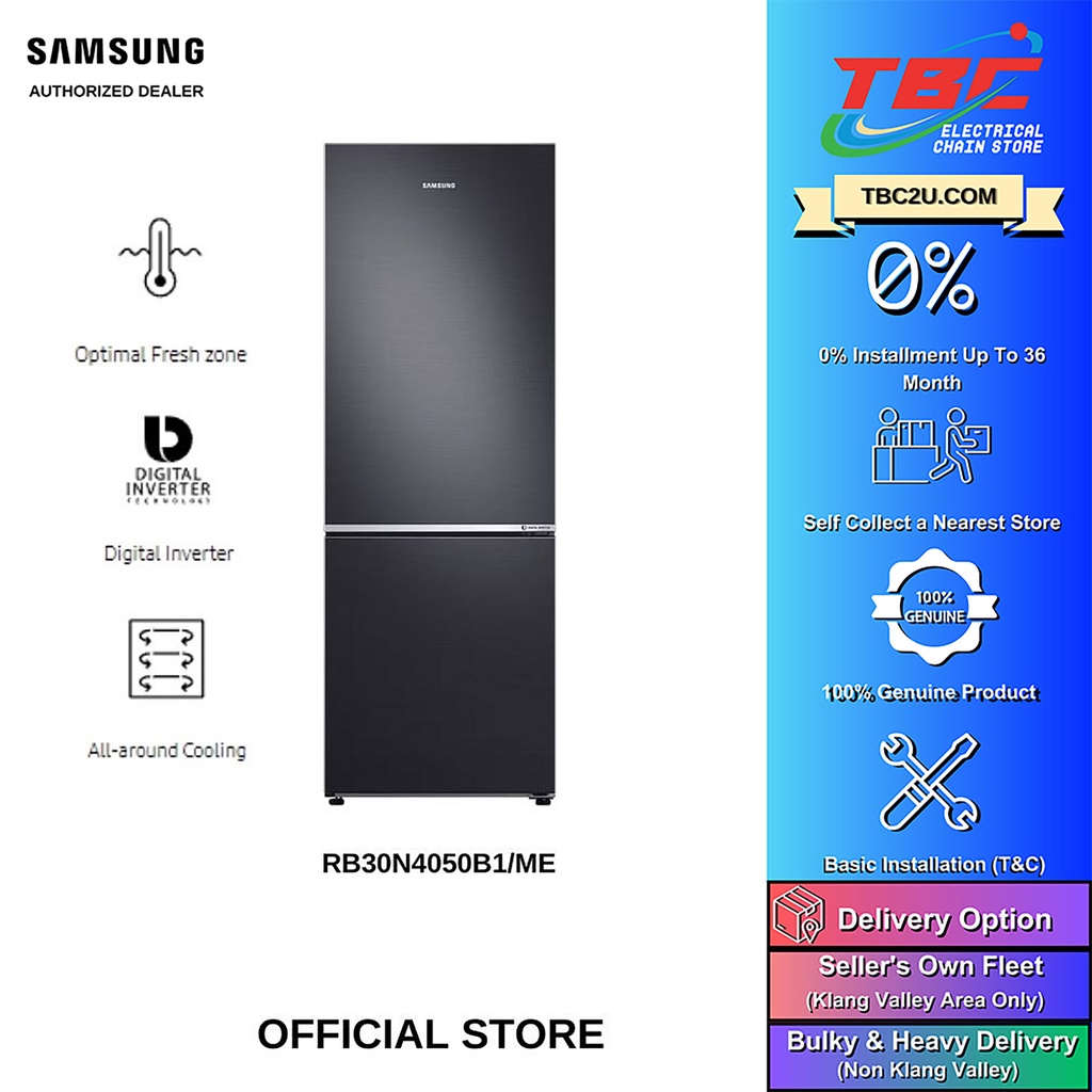 SAMSUNG RB30N4050B1/ME 315L BOTTOM MOUNT FREEZER FRIDGE/REFRIGERATOR WITH OPTIMAL FRESH ZONE