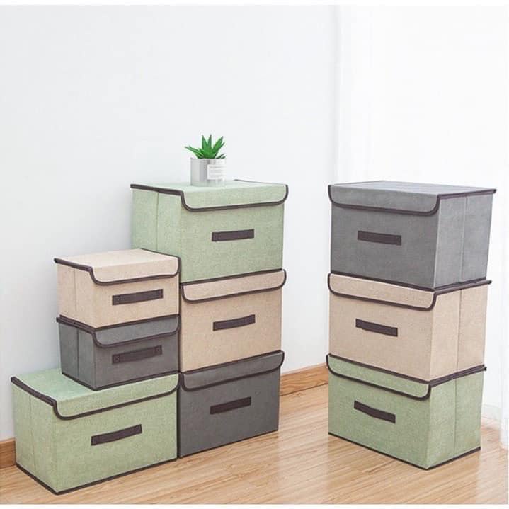 COMBO of 2 CLOTH STORAGE BOXES WITH LID | Shopee Malaysia