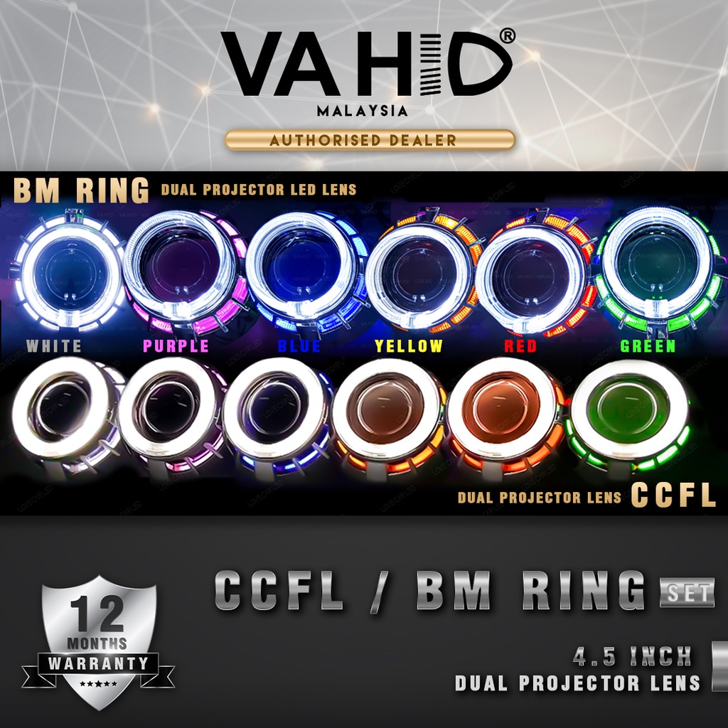 VAHID 4.5INCH Dual CCFL BM RING Angel Eyes Halo H1 Bi-Xenon Projector ...
