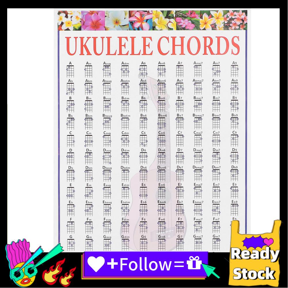 Icegg Ukulele Chord Chart Art Paper Instructional Ukelele Reference