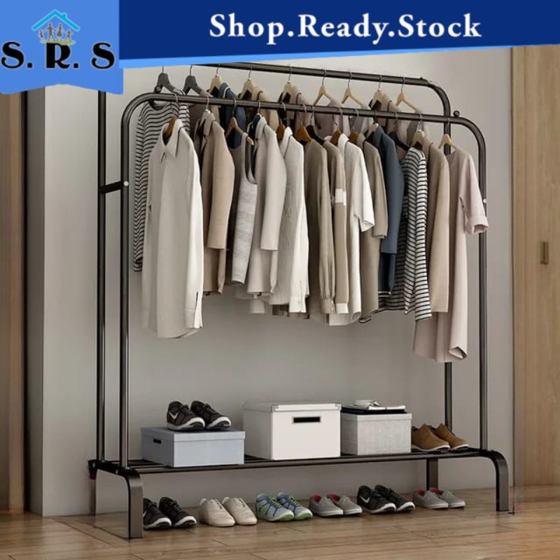SRS_ Single/Double-Pole Clothes Hanging Rack / Rak Baju Murah / Rak ...