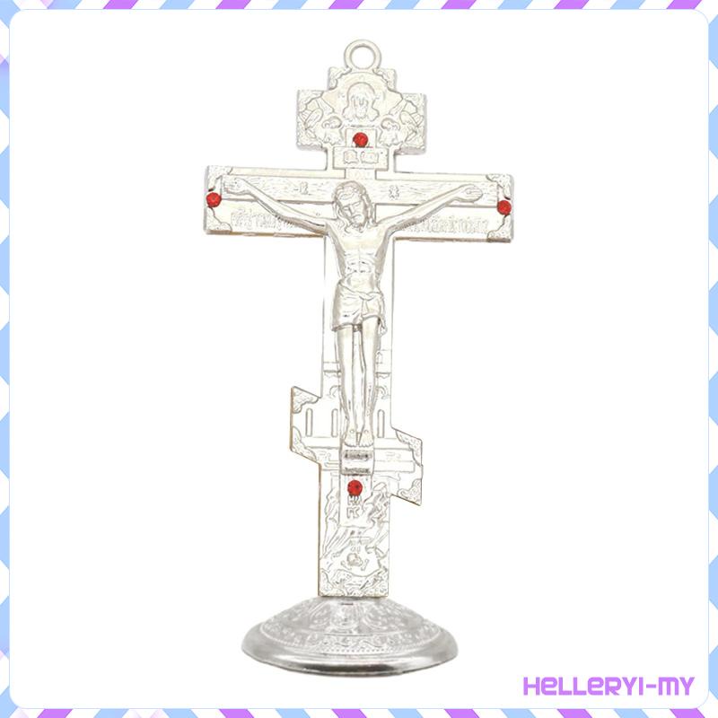 [HellerydcMY] Jesus Cross for Desk Standing Crucifix Prayer Utensils