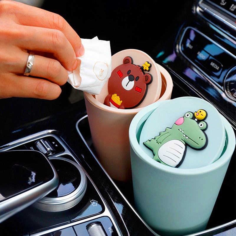 Cute Car Trash Garbage Can Trash Dust Case Holder Bin Box Carstyling