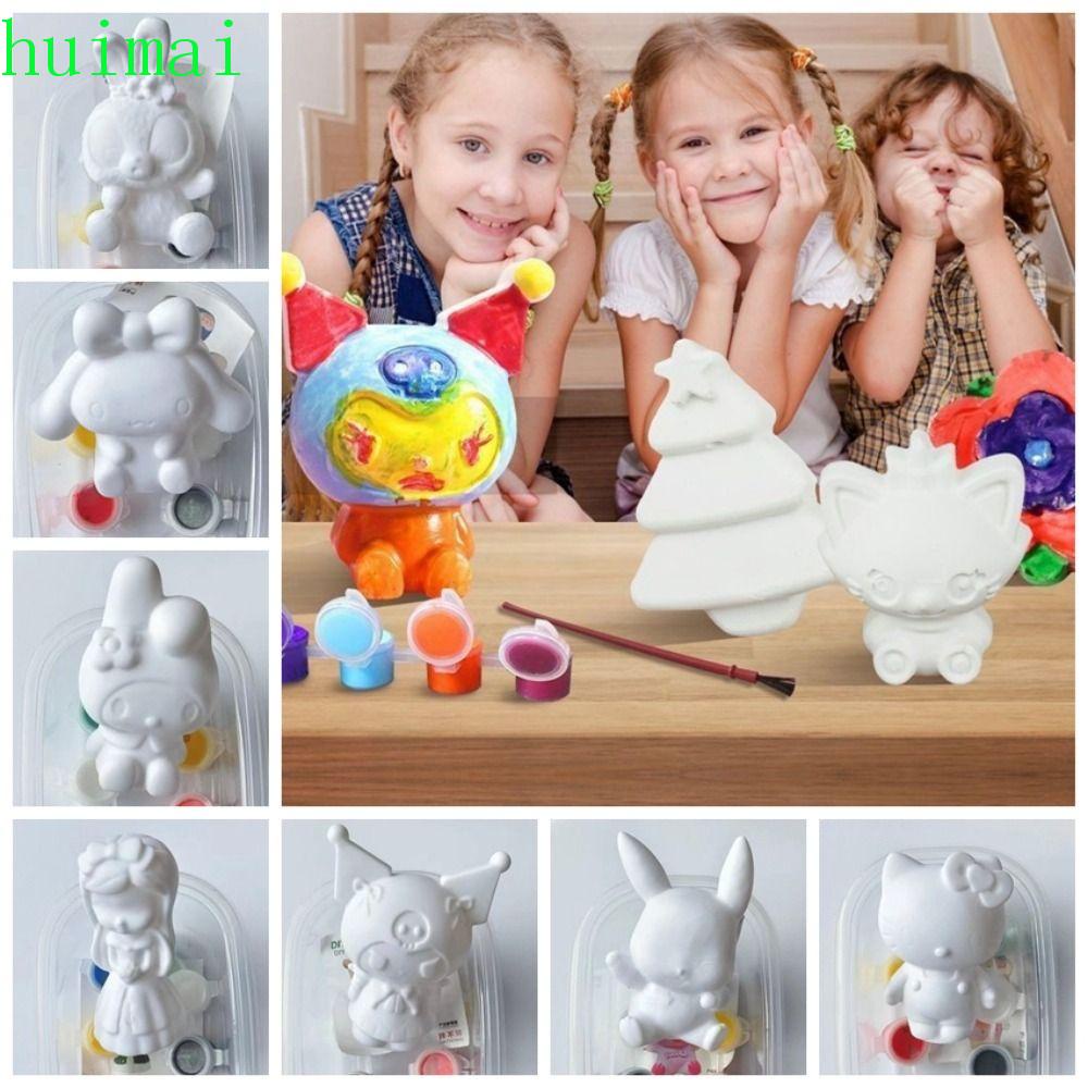 HUIMAI DIY Kitty Painted Enamel Doll, Colored Pigment DIY Painting Melody DIY Dye Vinyl Doll