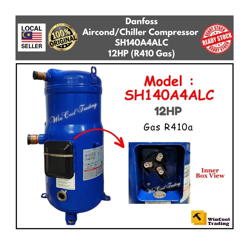 DANFOSS AirCond/Chiller Compressor 12HP (R410a Gas) Model : SH140A4ALC ...