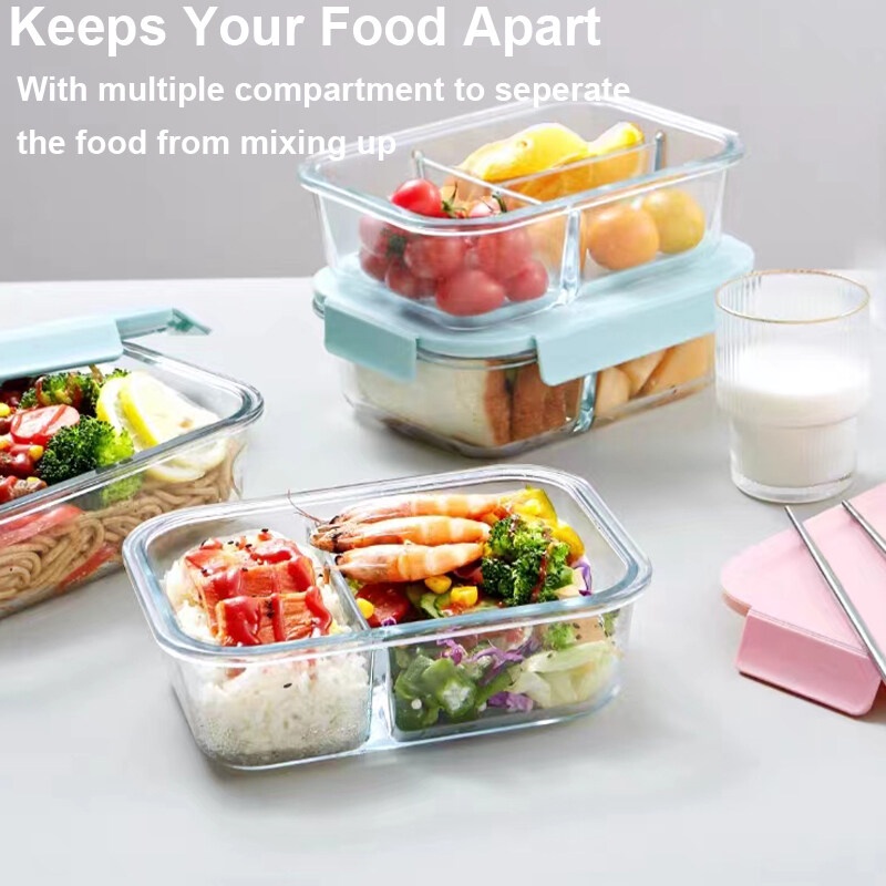 Safe Microwave Glass Lunch Box Fresh Food Contain Bento Lunch Box