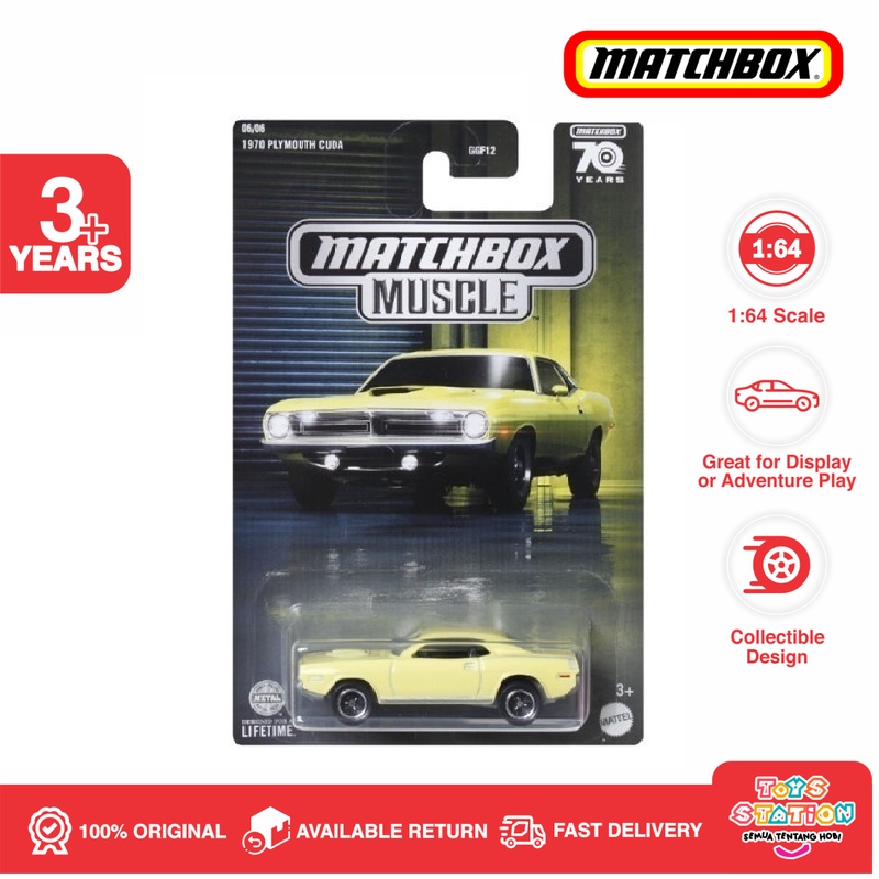 Matchbox Muscle 1970 Plymouth Cuda - Yellow | Shopee Malaysia