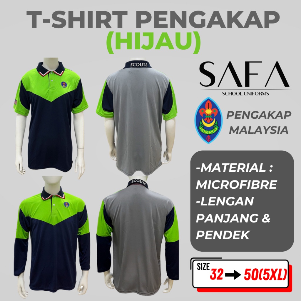 Baju T Shirt Pengakap Baru Hijau Sekolah Menengah Scout Uniform ...