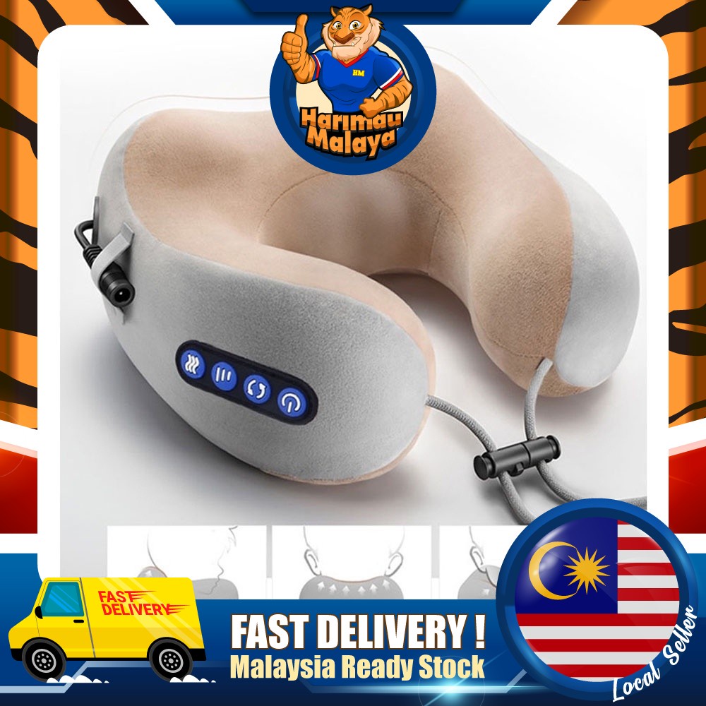 HM Neck Massage Pillow USB Chargeable U Shape Neck Massager Kneading  Acupuncture Massage Gift Hadiah Mesin Urut Leher
