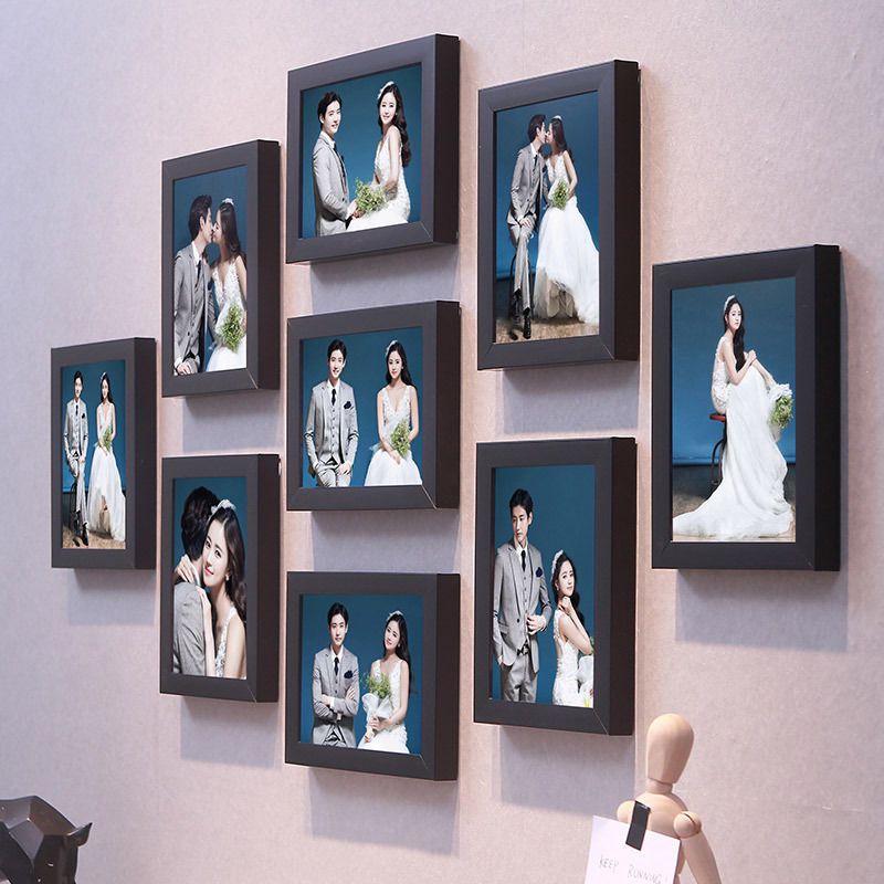 Simple living room 9 Frame photo wall decoration Perforation-Free ...