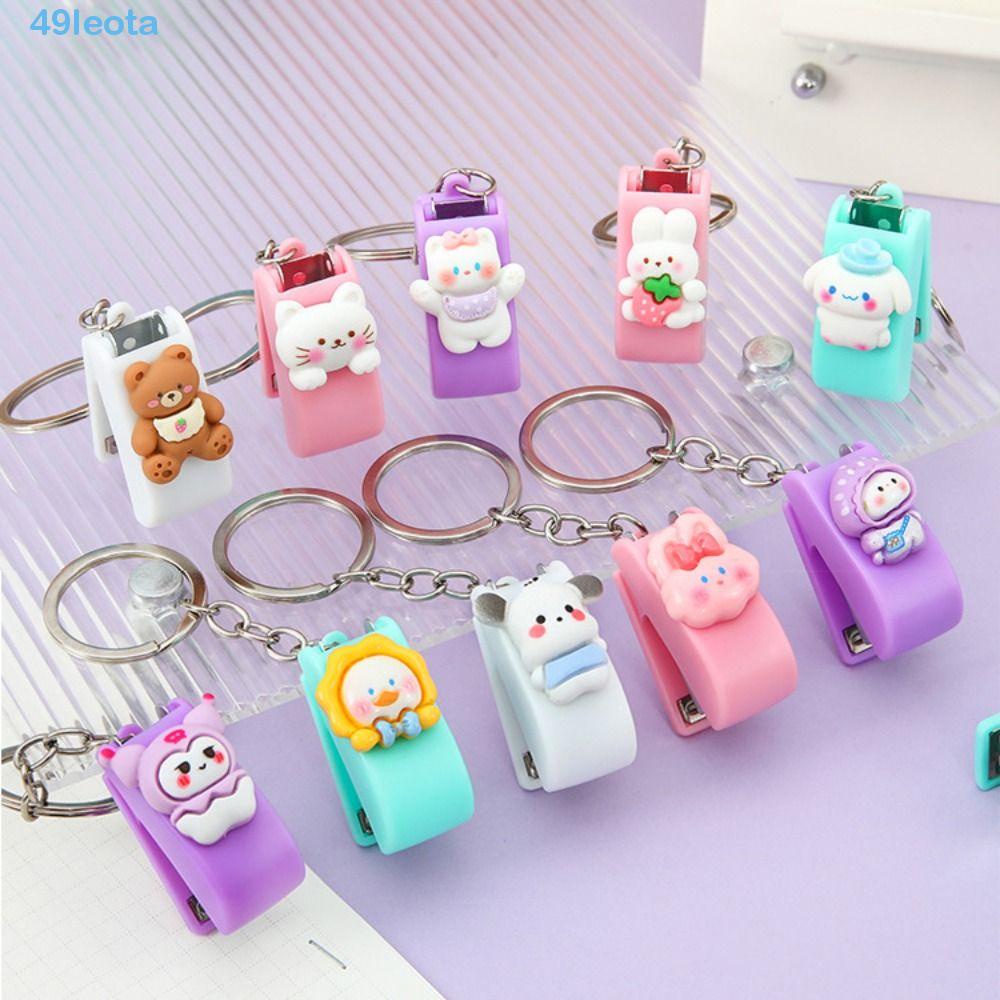 LEOTA Kuromi Stapler Keychain, KT Cat Duck Animal Stapler Keyring, Cartoon Kawaii Anime Portable