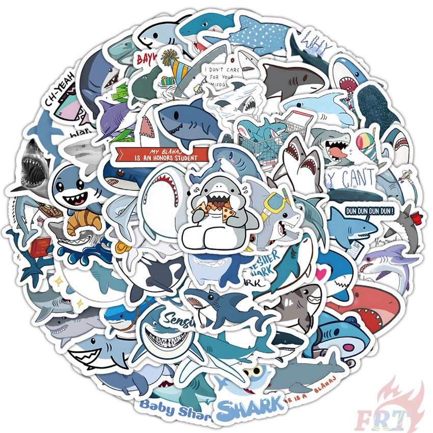 100Pcs/Set Q Funny Shark Mini Kids Reward Stickers Waterproof DIY ...
