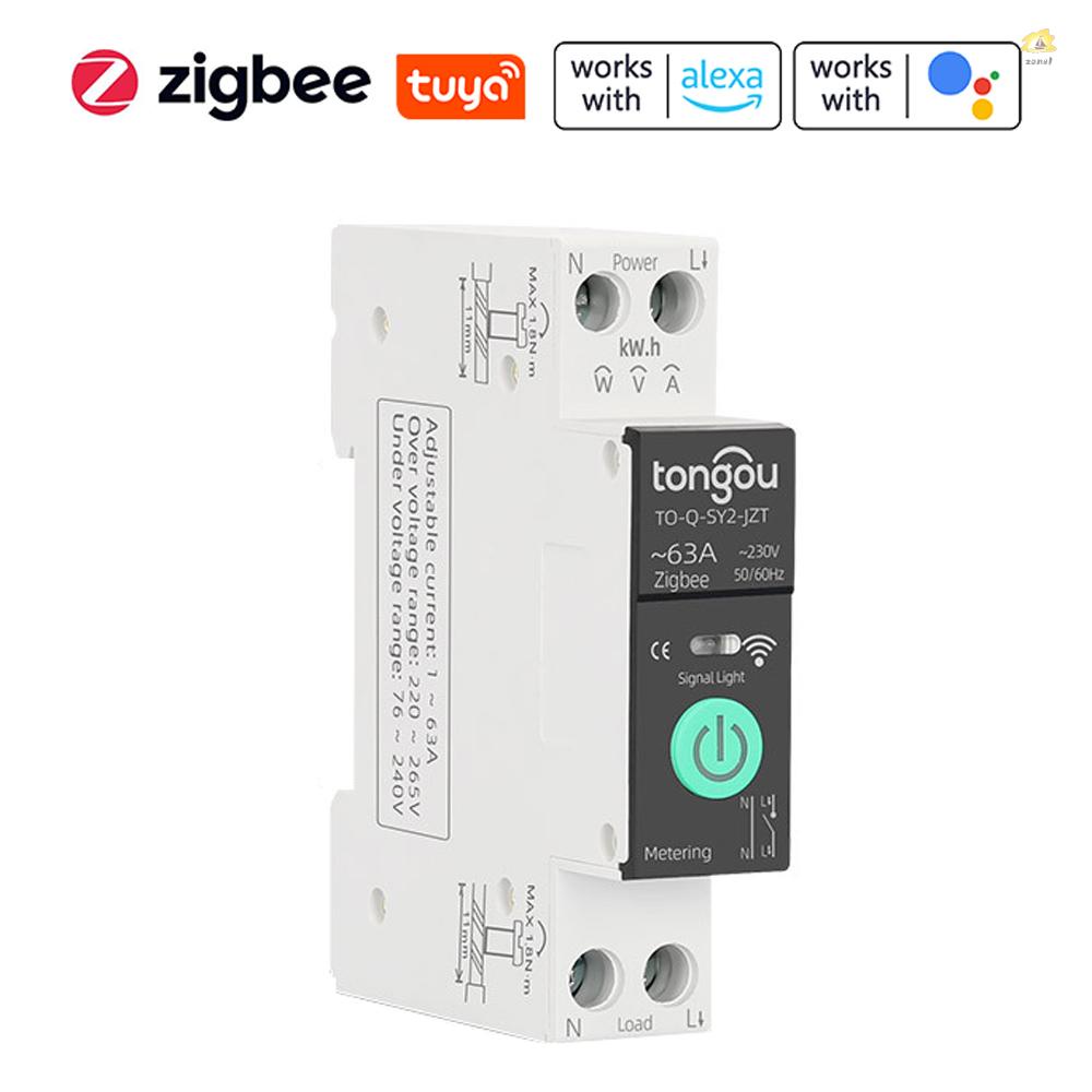 ZOM TONGOU Tuya ZigBee Intelligent Circuit Breaker with Metering 1P 63A ...