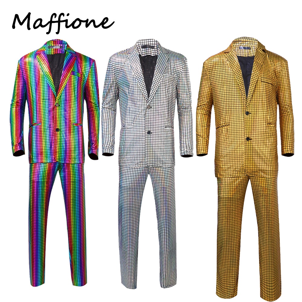 Retro 70S 80S Disco Cosplay Men Dance Costume Boys Colorful 70S Vintage