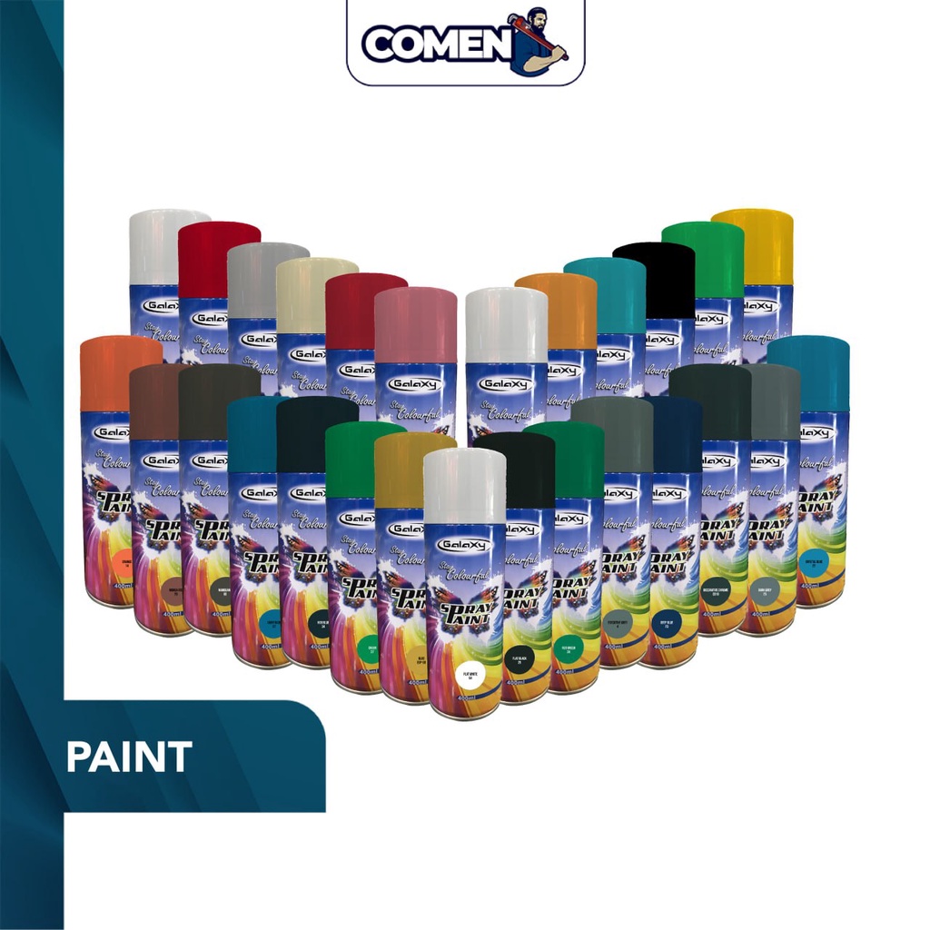 GALAXY Spray Paint 400ML Aerosol Paint Spray Gloss Finish for Metal Wood Plastic Cat Sembur Besi