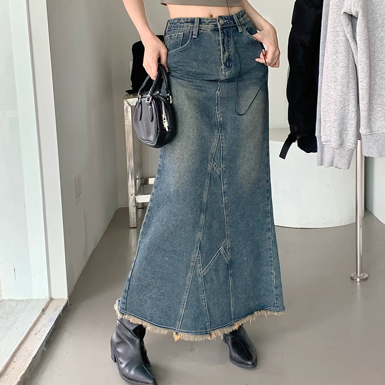 Mid length outlet denim skirts designs