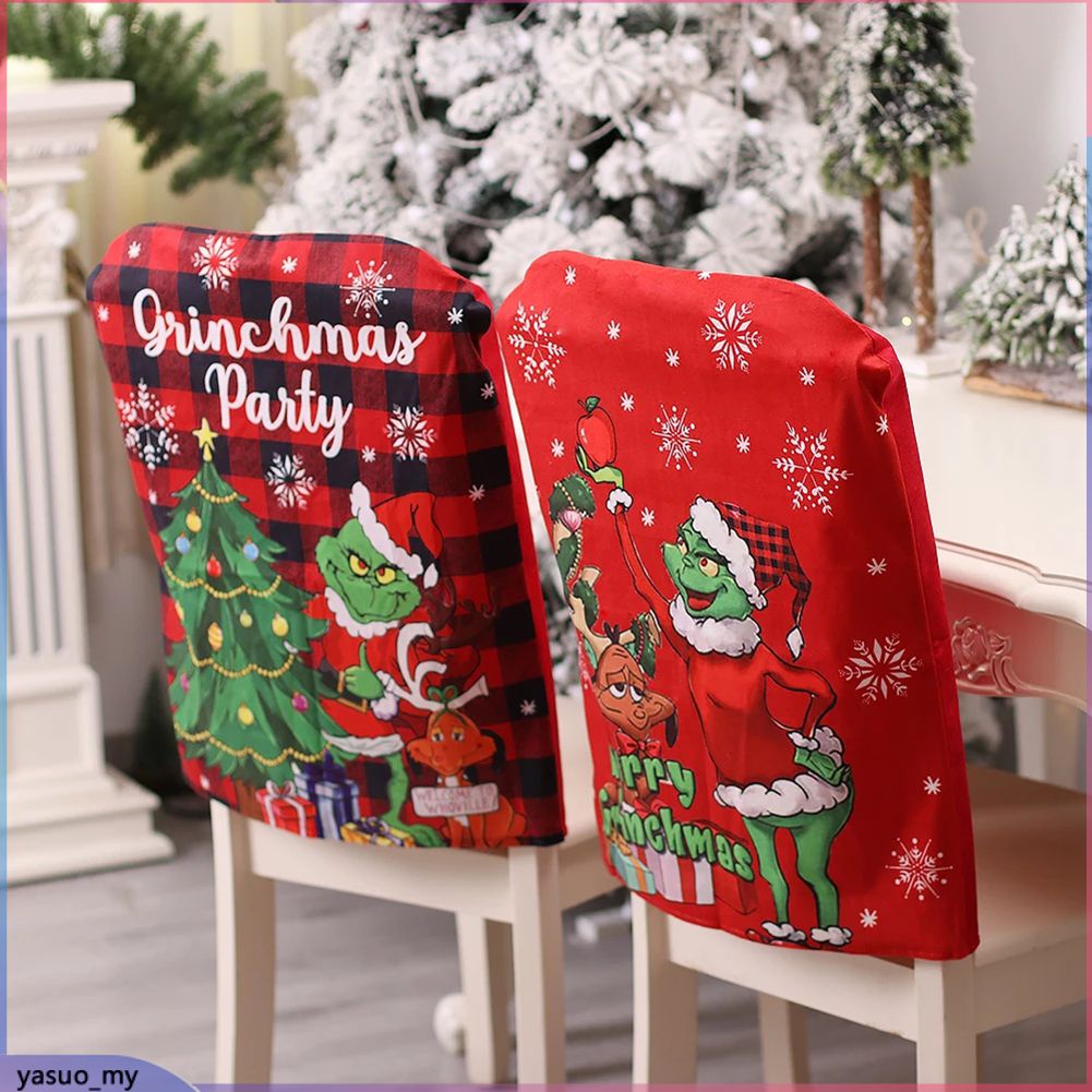 Grinch Chair Cover Christmas Decorations 2023 New Year's Decor Chair