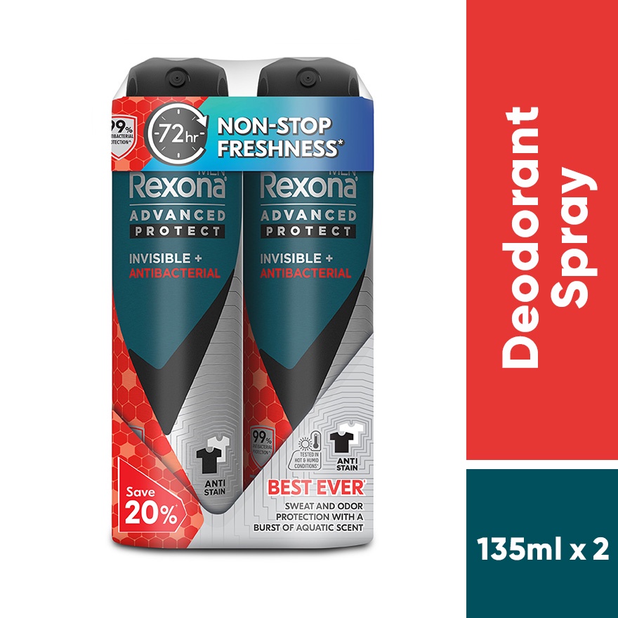REXONA Men Invisible Antibacteria Spray 2x135ml | Shopee Malaysia