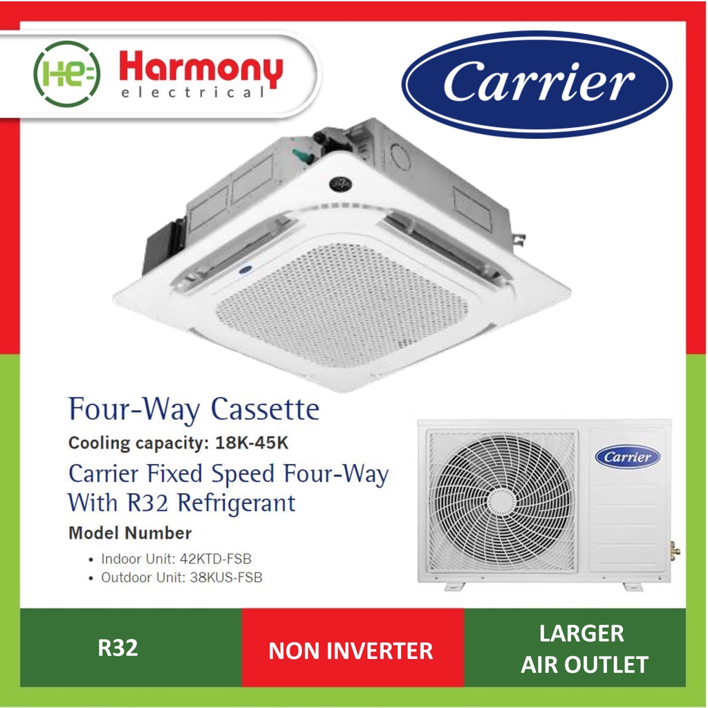 (Ready Stocks) CARRIER 2.0hp/ 2.5hp / 3.0hp Ceiling Cassette Air Cond
