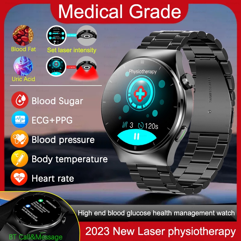 Bluetooth Call Laser Therapy Health Smart Watch Men Uric Acid Blood ...