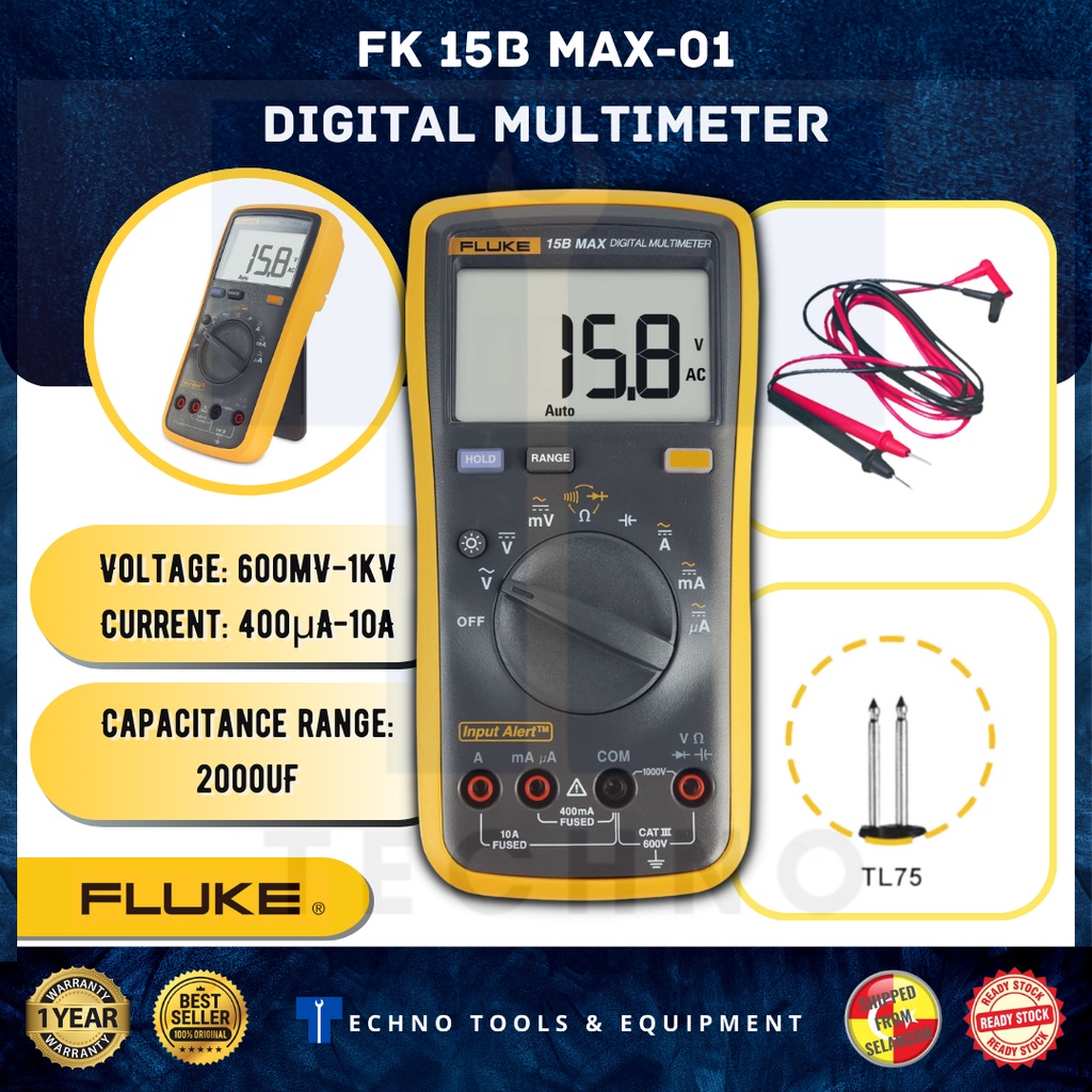 Fluke 15b Max-01   Max-02   Max-kit Economical Digital Multimeter 