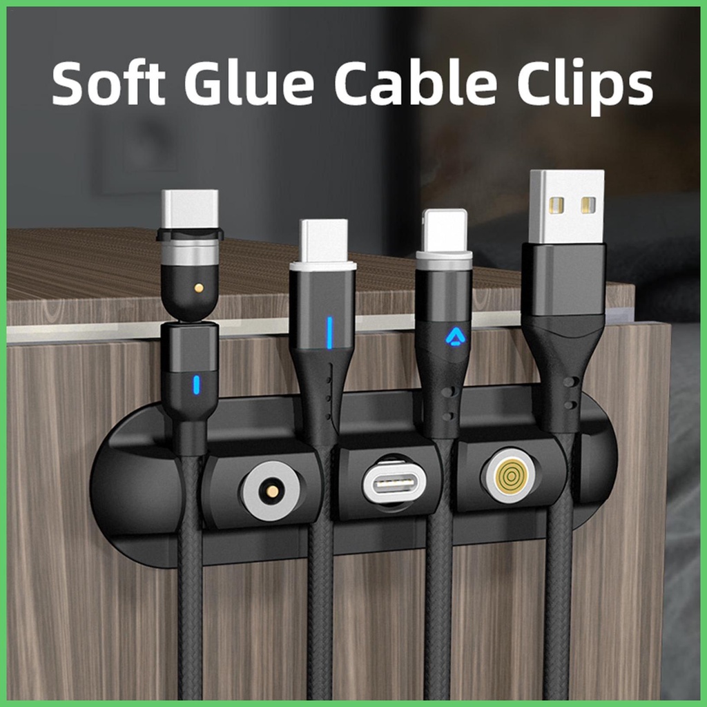 Cable Clips Cord Organizer 4Cords Slots Silicone Cable Clips