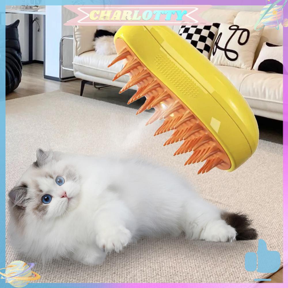 CHA Electric Cat Grooming Brush with Spray Pet Hair Removal Comb 3 In 1