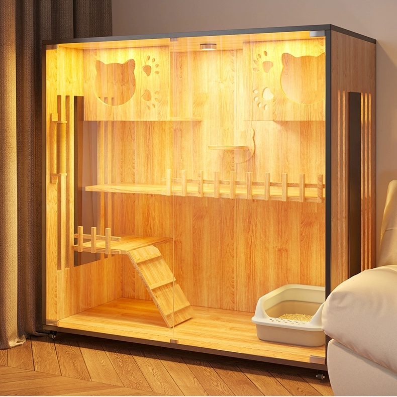 READY STOCKCat villa solid wood cat cage cat house home cat nest