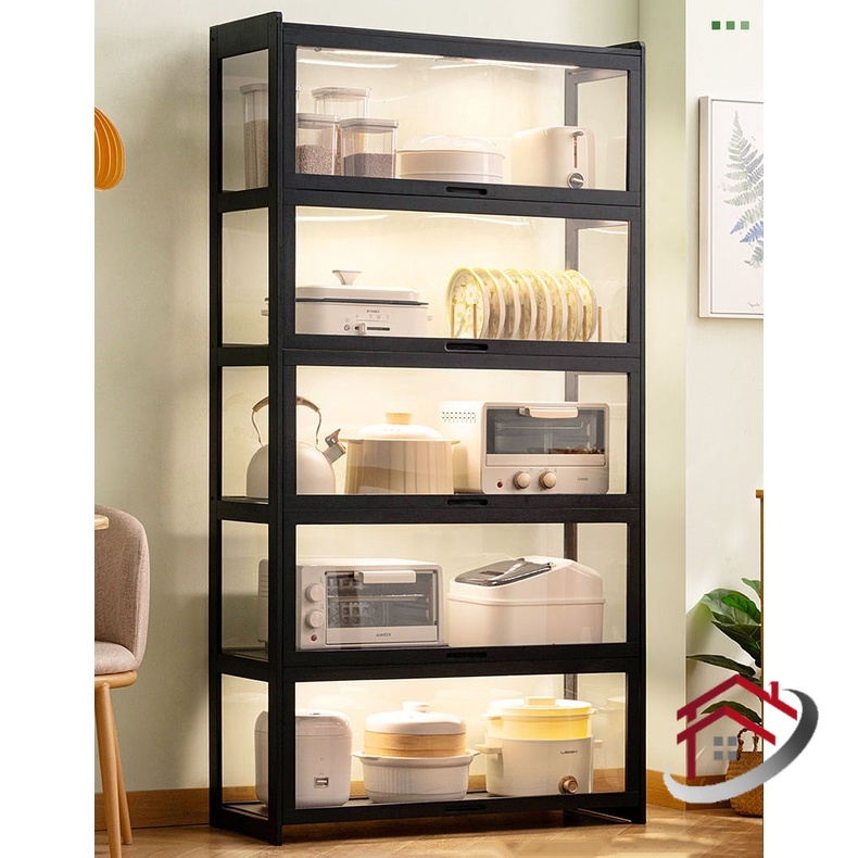 Black L70/90cm Display Cabinet Kitchen Rack Acrylic Display Rack Multi ...