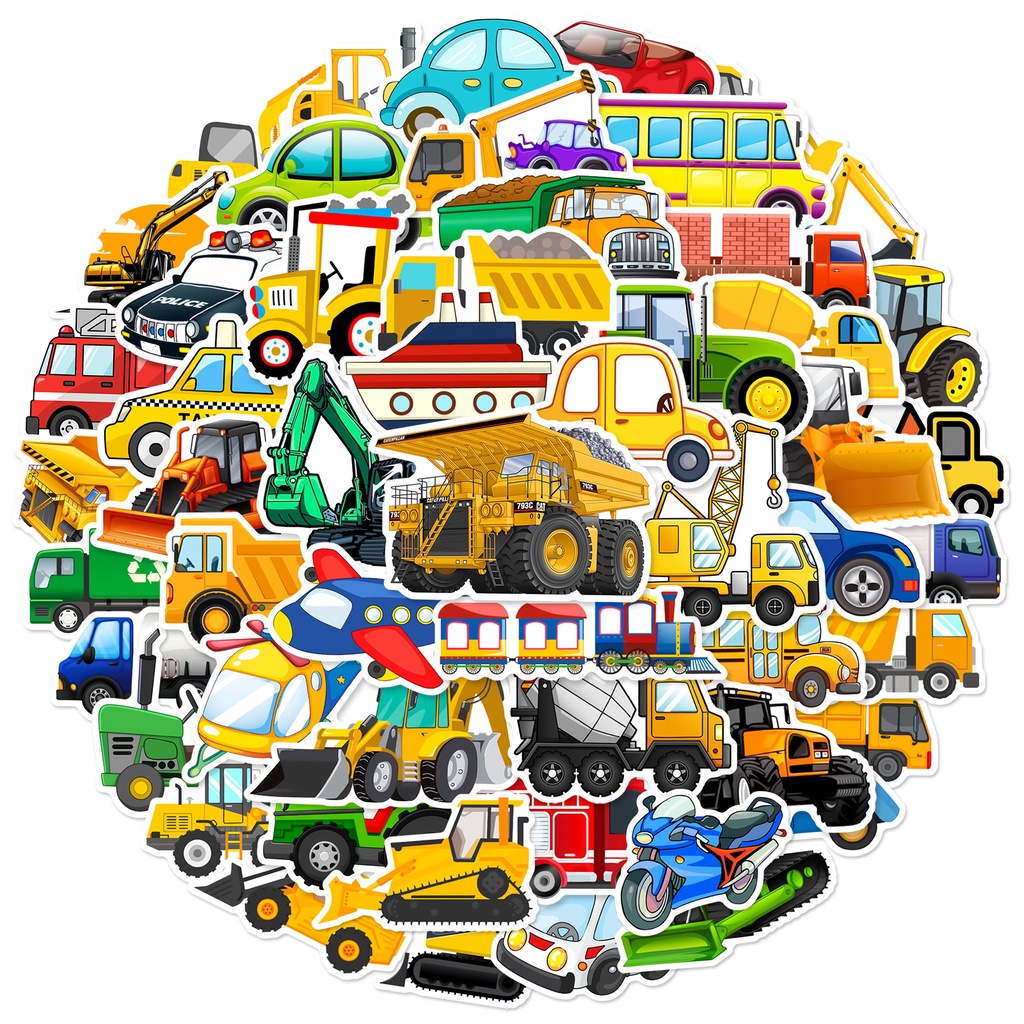 60Pcs/Set Vehicle Series 05 Cars Bus Truck Stickers DIY Fashion ...