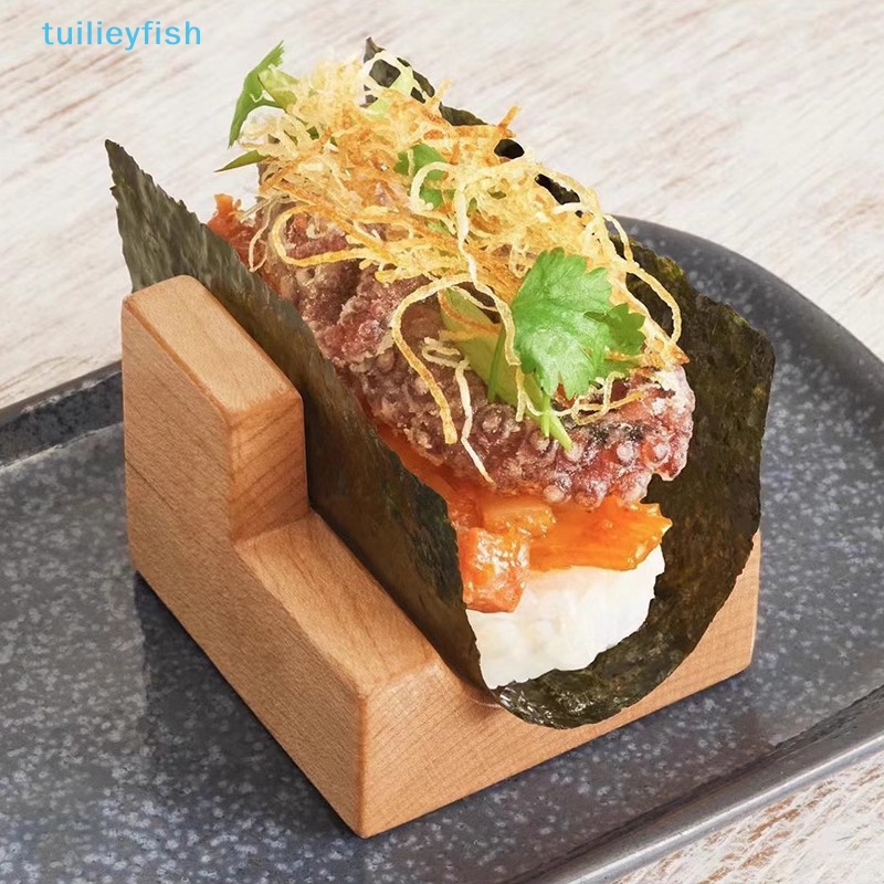 【tuilieyfish】 1Pc Japanese Sushi Rack Taco Snack Food Holder Wood Plate ...
