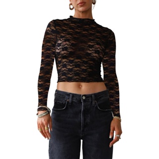 Women's Summer Solid Color Hole Long Sleeve Loose Crop Top High