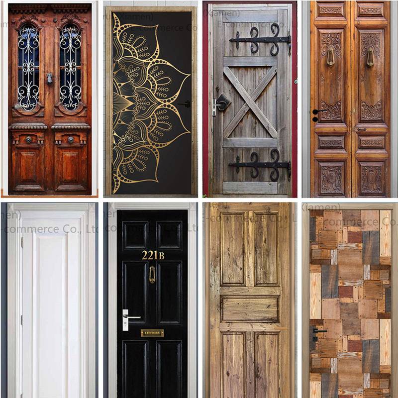 Custom 3D Retro Wooden Door Stickers Self Adhesive Waterproof for Bed ...