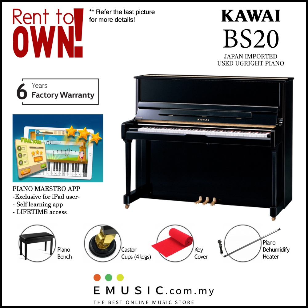 *RENT TO OWN* Kawai BS20 Used Acoustic Upright Piano Japan Imported ...