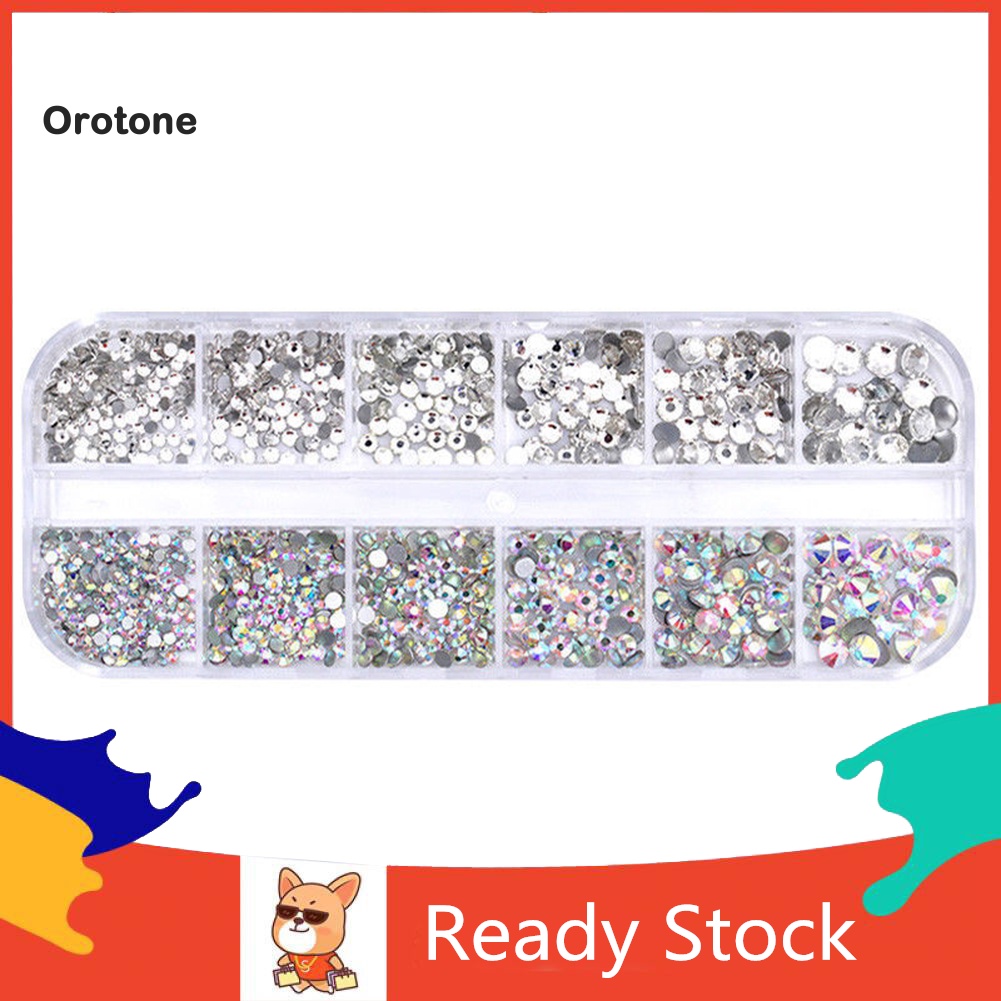 [Ready stock] 12 Grids Glitter Transparent Flat Rhinestone Mixed Shiny ...