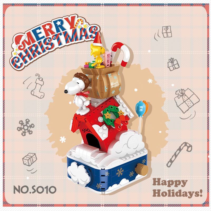 🎄🎄Ready Stock Snoopy Building Blocks Cute Snoopy Christmas Cottage