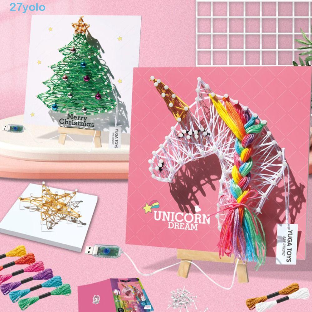 YOLO DIY Christmas String Art Kit, Unicorn Flamingo Christmas 3D String