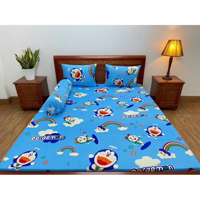 Set Of 4 DOREMON Korean Cold Elastic Blue Sheets 1m>1m8x2m as Shopee