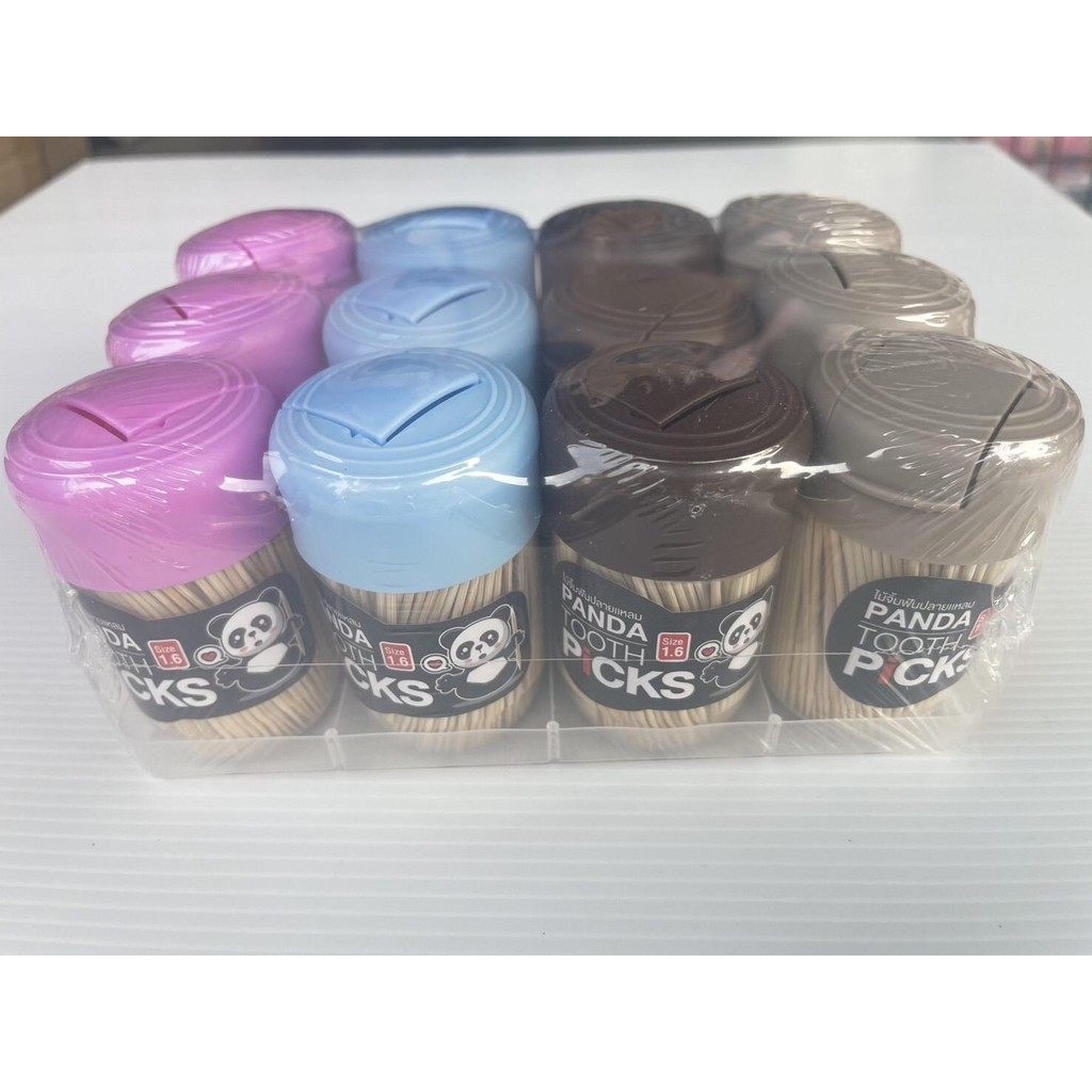 Disposable Toothpicks Wooden Handle Colored Lids Assorted Colors (Dozen ...