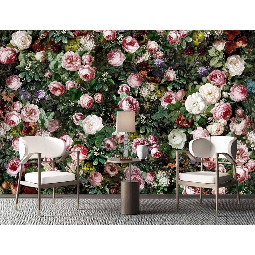 Vintage Floral Wallpaper Mural Oil Painting Peony Flower Wallpaper for ...